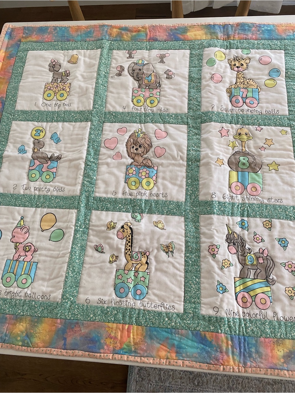 Kids Quilted Play Mat Blanket - Pastel Multicolor